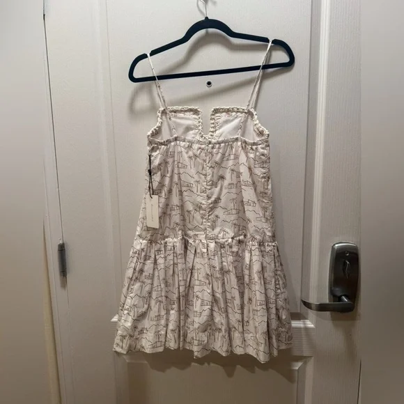 Line & Dot Edwina Poplin Crochet Trim Mini Dress in White/Tan size S NWT - Picture 5 of 7